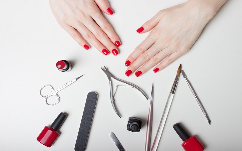 beautiful red color nails in west london